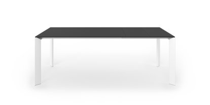 Nori dining table, Fenix black with black edge, L 139-214 x W 90 cm, Aluminium with white lacquer