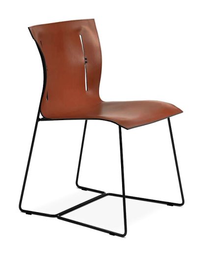 Cuoio Chair, Leather Saddle sherry, Without armrests