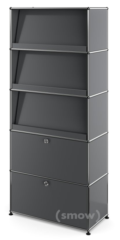 USM Haller Storage Unit with 3 Angled Shelves, Mid grey RAL 7005