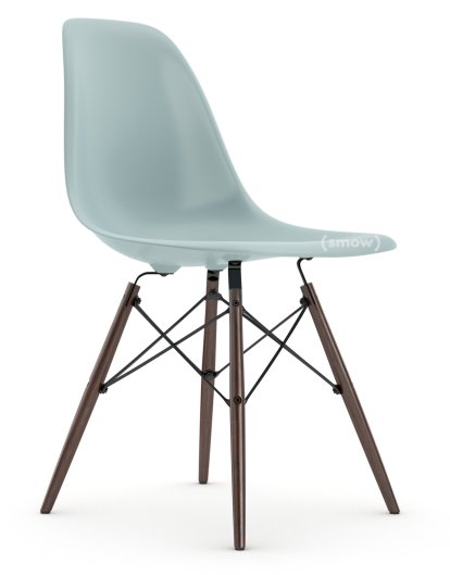 Eames Plastic Side Chair RE DSW, Ice grey, Without upholstery, Without upholstery, Standard version - 43 cm, Dark maple