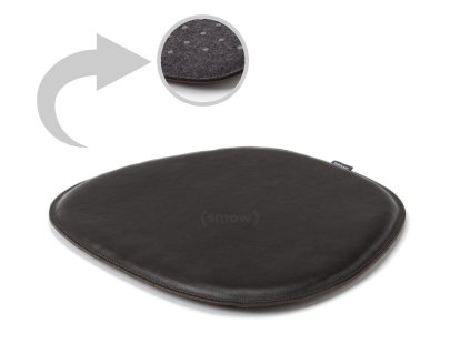 Leather Seat Pad for Eames Side Chairs , Front leather / back felt, Black