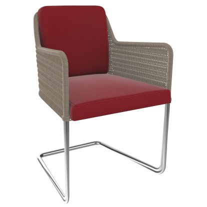 D43 Armchair, Wickerwork I - creamwhite, Fabric cavalry cloth - red, Chrom