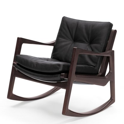 Euvira Rocking Chair Soft, Brown stained oak, Classic leather black