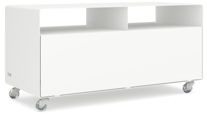 TV Lowboard R 108, Pure white (RAL 9010), Transparent castors