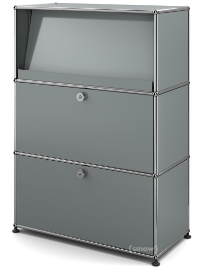 USM Haller Highboard M with Angled Shelf, Mid grey RAL 7005