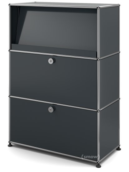 USM Haller Highboard M with Angled Shelf, Anthracite RAL 7016