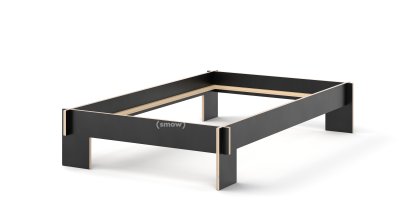 Siebenschläfer Bed, 120 x 200 cm, Without headboard, Black, Without slatted base