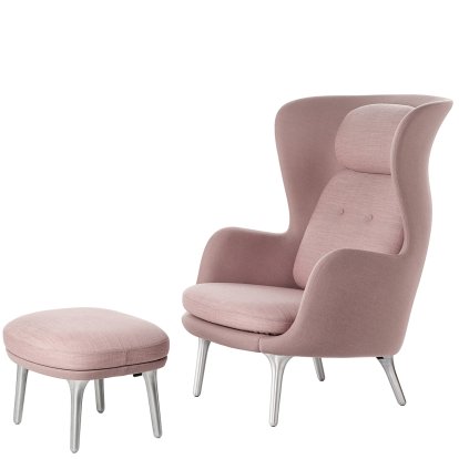 Ro Lounge Chair, Light pink, With footstool
