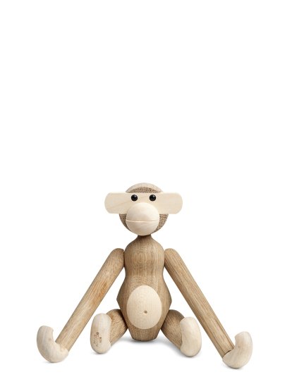 Monkey Wooden Figure, Small (H 19 cm), Oak/maple natural