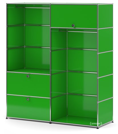 USM Haller Clothes Rack L with 2 Hanging Rails, USM green