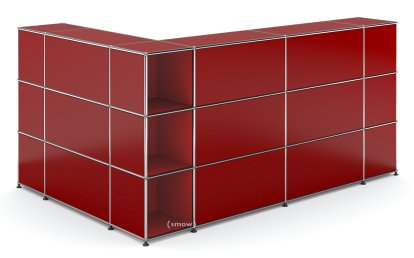 USM Haller Counter Type 4, USM ruby red, Corner open