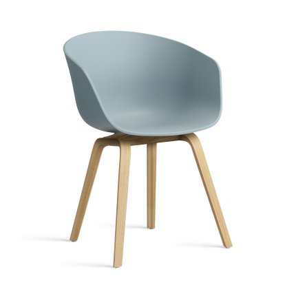 About A Chair AAC 22 Armchair, Dusty blue 2.0, Lacquered oak