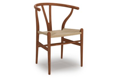 CH24 Wishbone Chair, Lacquered walnut, Nature mesh
