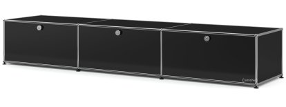 USM Haller Lowboard XL, Customisable, Graphite black RAL 9011, With 3 drop-down doors, 50 cm