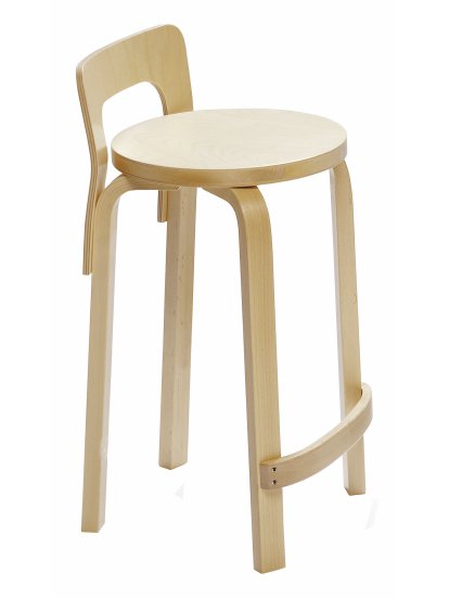Kitchen Chair K65, Seat white laminate, Legs birch clear varnished