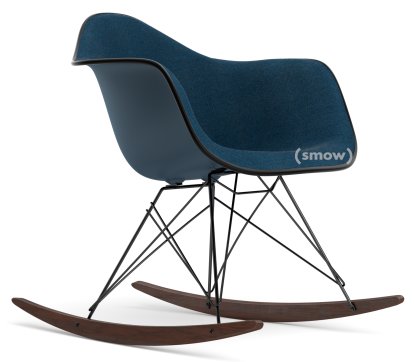 Eames Plastic Armchair RE RAR with Upholstery, Sea blue, With full upholstery, Sea blue / dark grey, Black, Basic dark/dark maple
