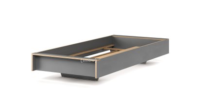 Flai Bed, 90 x 200, Without headboard, CPL anthracite, Without slatted frame