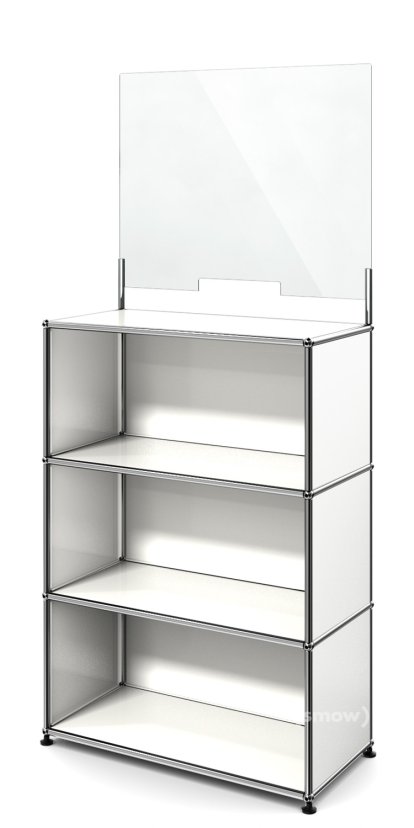 USM Haller Counter M with Security Screen, Pure white RAL 9010, With feet