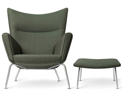 CH445 Wing Chair, Passion - green, With footstool