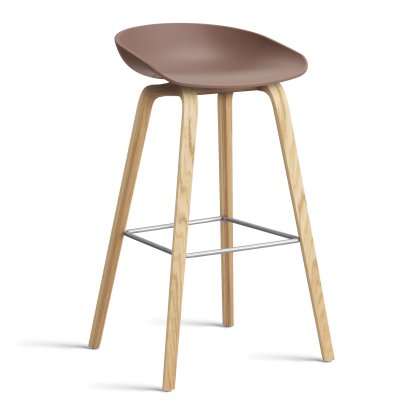 About A Stool AAS 32, Bar version: seat height 74 cm, Lacquered oak, Soft brick 2.0
