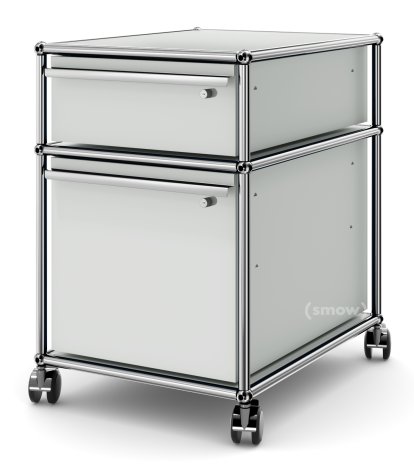 USM Haller Mobile Pedestal with Hanging File Basket, All compartments with a lock, Light grey RAL 7035