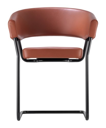 D9 Armchair, Leather cinnamon, Powdercoated black, Felt glides