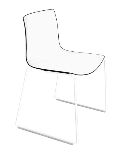 Catifa 46 Sledge, White, Bicoloured, Back black, seat white, Without armrests