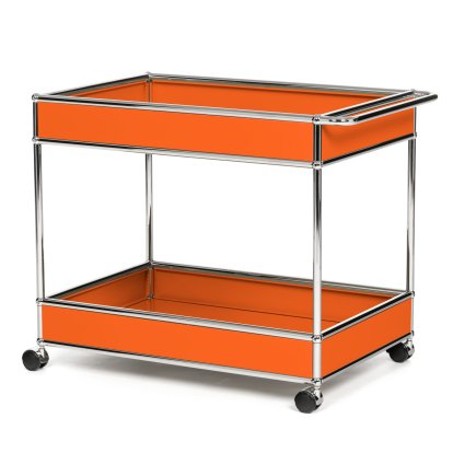 USM Haller Bar Trolley Type II with panelling, Pure orange RAL 2004, Soft castors for hard floor surfaces