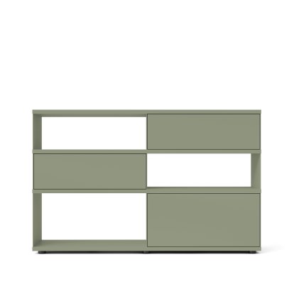 Flow Q Highboard, 160 cm, 101,7 cm (2 drawers and 1 flap), Green