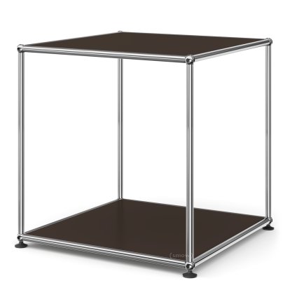 USM Haller Side Table 50 High, Both panels metal, USM brown