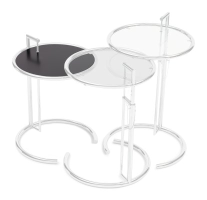 Adjustable Table E 1027 Replacement Glass, Black metal top