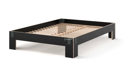 Tagedieb Bed, 160 x 220 cm, Without headboard, FU (plywood, birch) black, Anthracite, With rollable slatted base