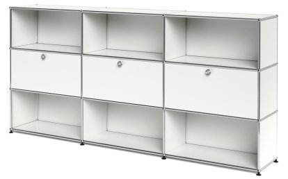 USM Haller Highboard XL, Customisable, Pure white RAL 9010, Open, With 3 drop-down doors, Open