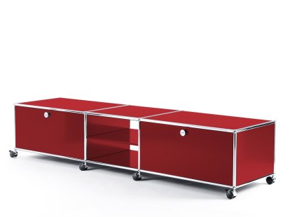 USM Haller TV-Lowboard XL on Castors, USM ruby red
