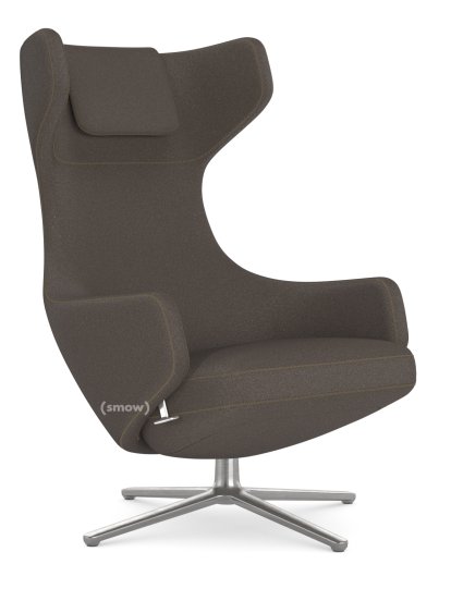 Grand Repos Lounge Chair, Chair Grand Repos, Fabric Cosy 2 Nutmeg, 40 cm, Polished
