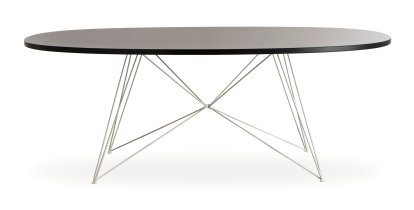 Tavolo XZ3 Oval Table, Fenix black, White lacquered
