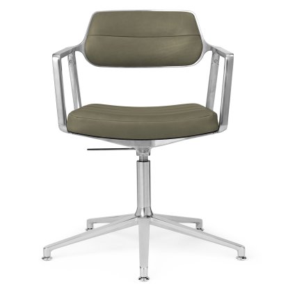 Swivel 453+ Chair, Polished, Fixed base, Bosco green leather
