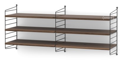 String System Shelf M, 30 cm, Black, Walnut veneer