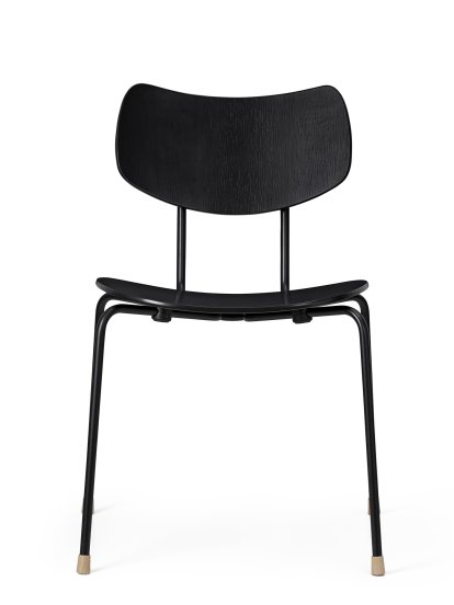 VLA26 Vega Chair, Black lacquered oak, Unupholstered, Black powder coating
