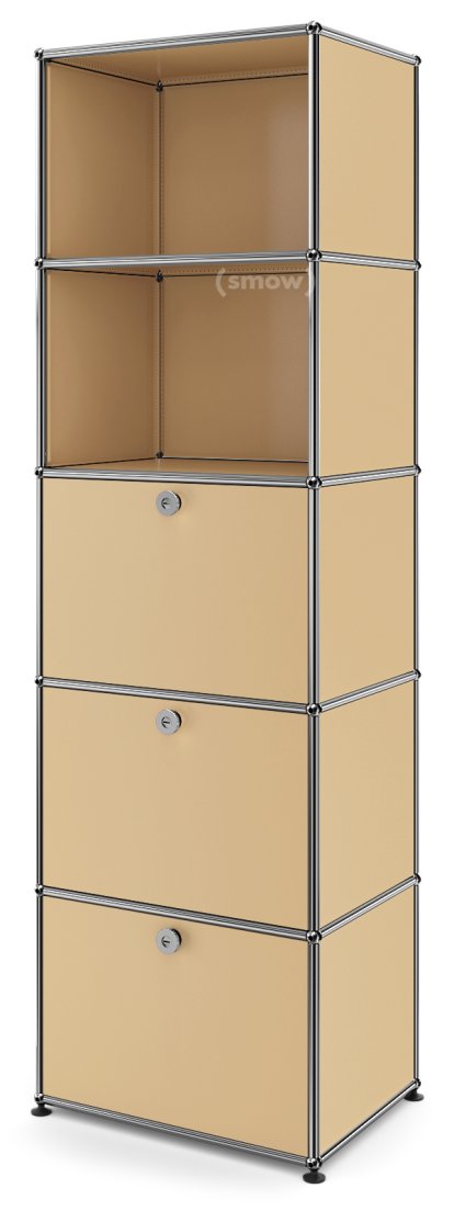 USM Haller Bookcase 50, With 3 drop-down doors, USM beige