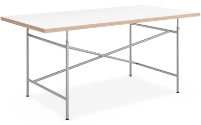 Children's Table Eiermann, 150 x 75 cm, Melamine white with oak edges, Silver