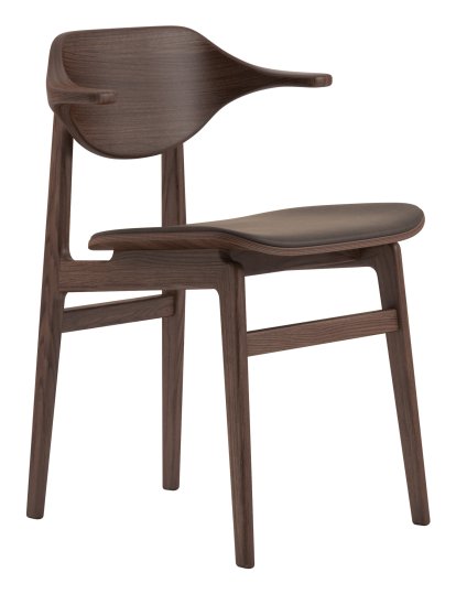Bufala Dining Chair, Dark smoked oak, Dunes leather dark brown
