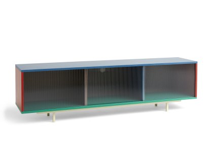 Colour Cabinet L Display Cabinet, With ribbed glass doors