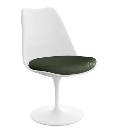 Saarinen Tulip Chair, Swivel, Seat cushion, White, Bottle Green (Eva 144)