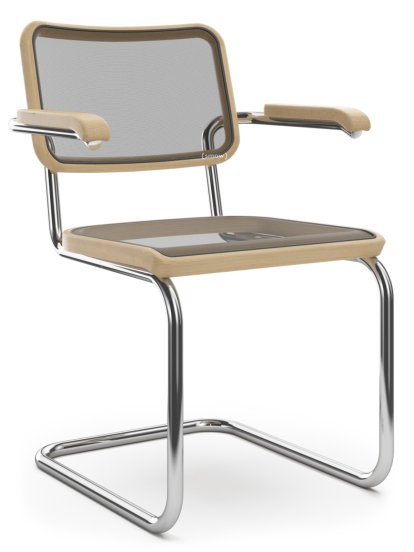 S 64 N Pure Materials Cantilever Chair, Oiled Oak, Chrome-plated, No glides