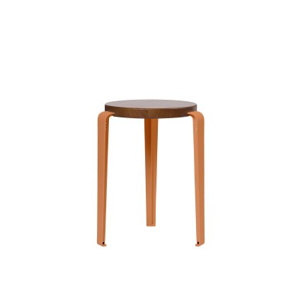 Lou Stool, Solid Wood, Tinted oak, Tangerine red