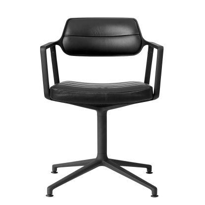Swivel 453 Swivel Chair, Black leather, Black powder coated