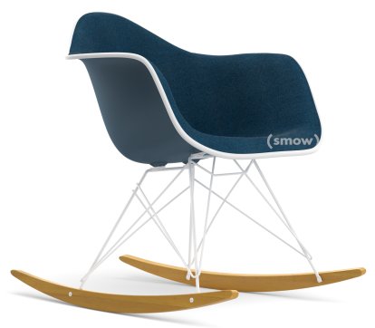 Eames Plastic Armchair RE RAR with Upholstery, Sea blue, With full upholstery, Sea blue / dark grey, White, White/yellowish maple