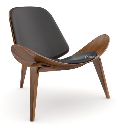 CH07 Shell Chair, Lacquered walnut, Leather anthracite