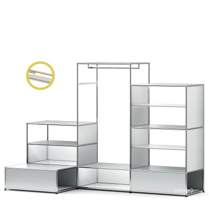 USM Haller E Clothes Rack XL with Lighting, USM matte silver